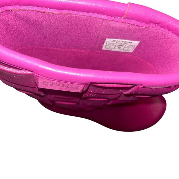 Rare CROCS WOMEN SUPERMOLDED IRI WEAVE PINK GLitter BOOTs size 9 - Picture 4 of 7